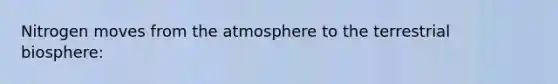 Nitrogen moves from the atmosphere to the terrestrial biosphere: