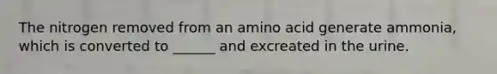 The nitrogen removed from an amino acid generate ammonia, which is converted to ______ and excreated in the urine.