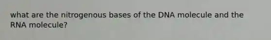 what are the nitrogenous bases of the DNA molecule and the RNA molecule?