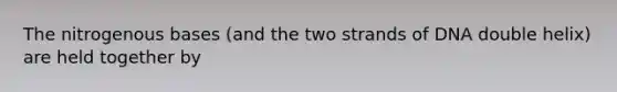 The nitrogenous bases (and the two strands of DNA double helix) are held together by