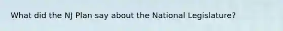 What did the NJ Plan say about the National Legislature?