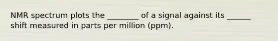 NMR spectrum plots the ________ of a signal against its ______ shift measured in parts per million (ppm).