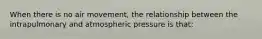 When there is no air movement, the relationship between the intrapulmonary and atmospheric pressure is that: