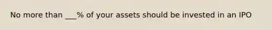 No more than ___% of your assets should be invested in an IPO