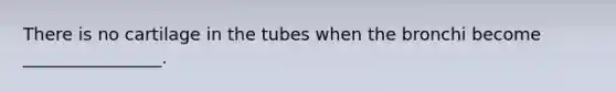 There is no cartilage in the tubes when the bronchi become ________________.