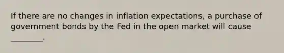 If there are no changes in inflation​ expectations, a purchase of government bonds by the Fed in the open market will cause​ ________.