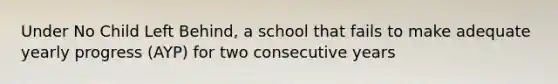 Under No Child Left Behind, a school that fails to make adequate yearly progress (AYP) for two consecutive years