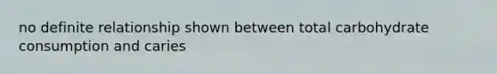 no definite relationship shown between total carbohydrate consumption and caries