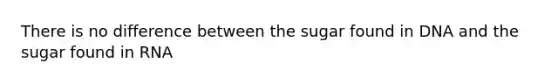 There is no difference between the sugar found in DNA and the sugar found in RNA