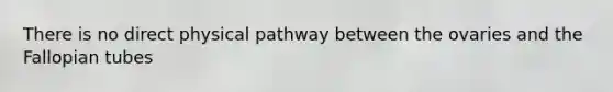 There is no direct physical pathway between the ovaries and the Fallopian tubes