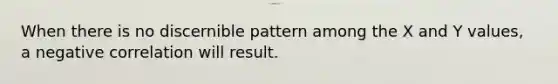 When there is no discernible pattern among the X and Y values, a negative correlation will result.