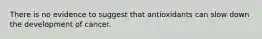 There is no evidence to suggest that antioxidants can slow down the development of cancer.