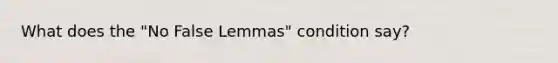 What does the "No False Lemmas" condition say?