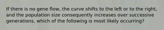 If there is no gene flow, the curve shifts to the left or to the right, and the population size consequently increases over successive generations, which of the following is most likely occurring?