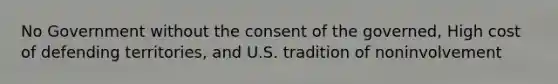 No Government without the consent of the governed, High cost of defending territories, and U.S. tradition of noninvolvement