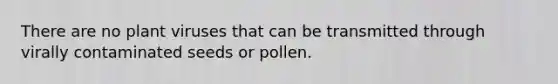 There are no plant viruses that can be transmitted through virally contaminated seeds or pollen.