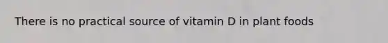 There is no practical source of vitamin D in plant foods