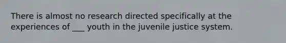 There is almost no research directed specifically at the experiences of ___ youth in the juvenile justice system.