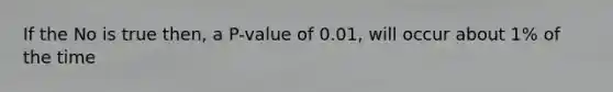 If the No is true then, a P-value of 0.01, will occur about 1% of the time