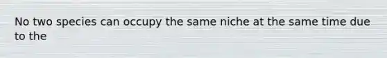 No two species can occupy the same niche at the same time due to the