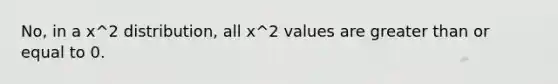 No, in a x^2 distribution, all x^2 values are greater than or equal to 0.