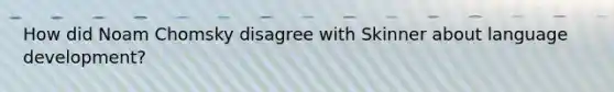 How did Noam Chomsky disagree with Skinner about language development?