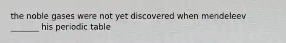 the noble gases were not yet discovered when mendeleev _______ his periodic table