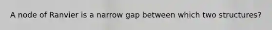 A node of Ranvier is a narrow gap between which two structures?