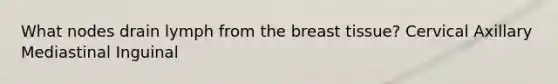 What nodes drain lymph from the breast tissue? Cervical Axillary Mediastinal Inguinal