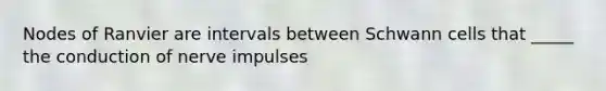 Nodes of Ranvier are intervals between Schwann cells that _____ the conduction of nerve impulses