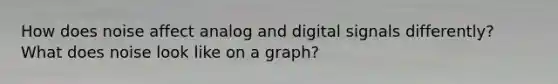 How does noise affect analog and digital signals differently? What does noise look like on a graph?