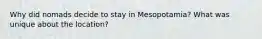 Why did nomads decide to stay in Mesopotamia? What was unique about the location?