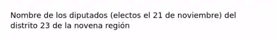 Nombre de los diputados (electos el 21 de noviembre) del distrito 23 de la novena región