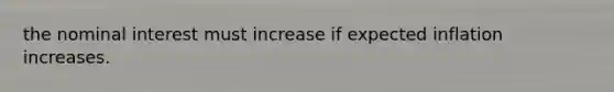 the nominal interest must increase if expected inflation increases.