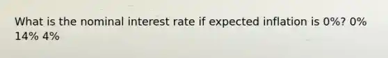 What is the nominal interest rate if expected inflation is 0%? 0% 14% 4%