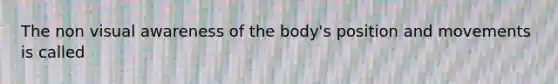 The non visual awareness of the body's position and movements is called