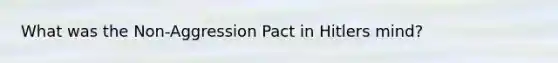 What was the Non-Aggression Pact in Hitlers mind?