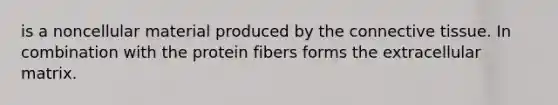 is a noncellular material produced by the connective tissue. In combination with the protein fibers forms the extracellular matrix.