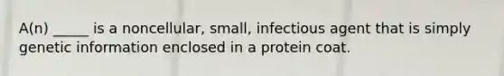 A(n) _____ is a noncellular, small, infectious agent that is simply genetic information enclosed in a protein coat.