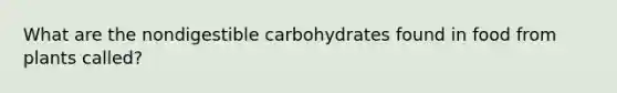 What are the nondigestible carbohydrates found in food from plants called?