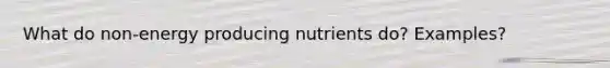 What do non-energy producing nutrients do? Examples?