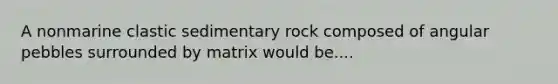 A nonmarine clastic sedimentary rock composed of angular pebbles surrounded by matrix would be....