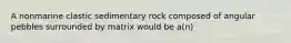 A nonmarine clastic sedimentary rock composed of angular pebbles surrounded by matrix would be a(n)