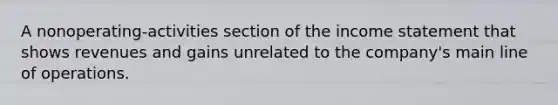 A nonoperating-activities section of the income statement that shows revenues and gains unrelated to the company's main line of operations.