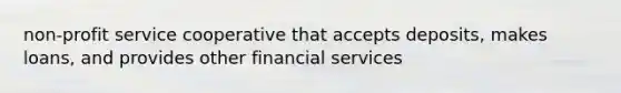 non-profit service cooperative that accepts deposits, makes loans, and provides other financial services