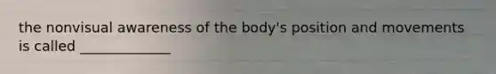 the nonvisual awareness of the body's position and movements is called _____________