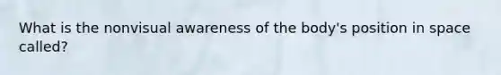 What is the nonvisual awareness of the body's position in space called?