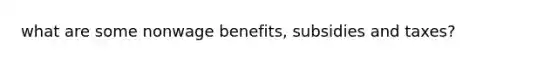 what are some nonwage benefits, subsidies and taxes?