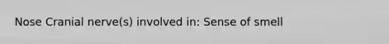 Nose Cranial nerve(s) involved in: Sense of smell