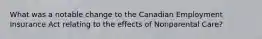 What was a notable change to the Canadian Employment Insurance Act relating to the effects of Nonparental Care?